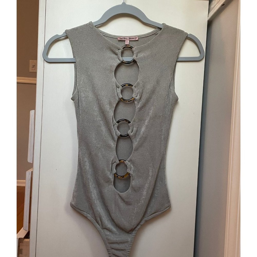 Bailey Rose Dusty Sage O-Ring Bodysuit, Size XS